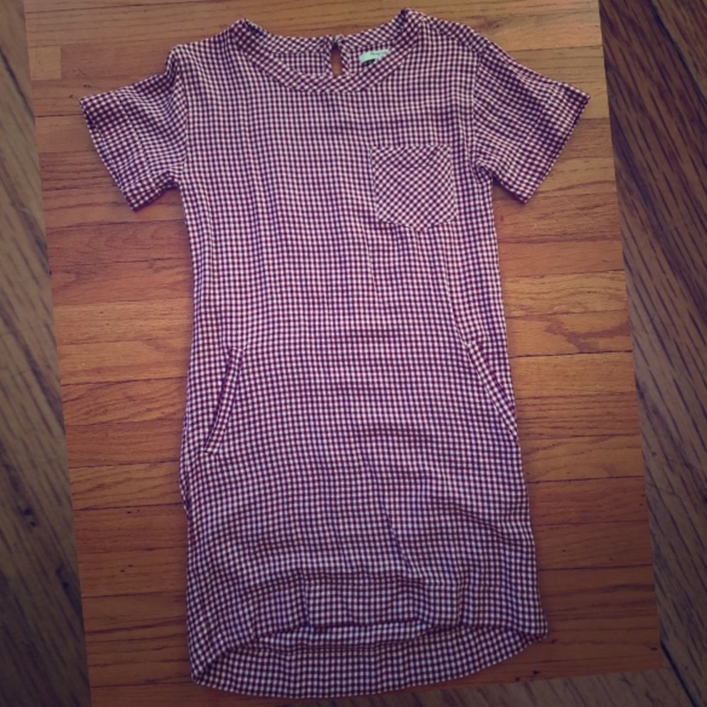 Madewell Red/White Checkered Pocket Picnic Dress